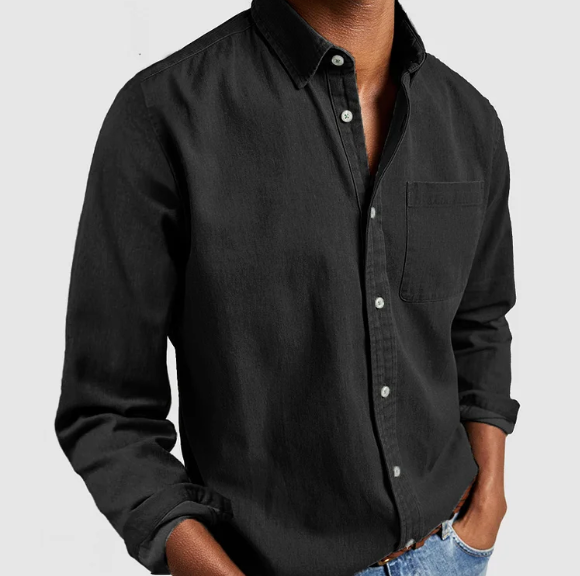 Chemise Casual En Denim pour Homme À Manches Longues