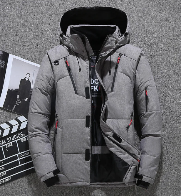 Veste de ski homme rouge avec capuche et poches