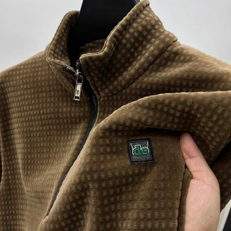 Veste Polaire Mixte Col Montant Grise Texture