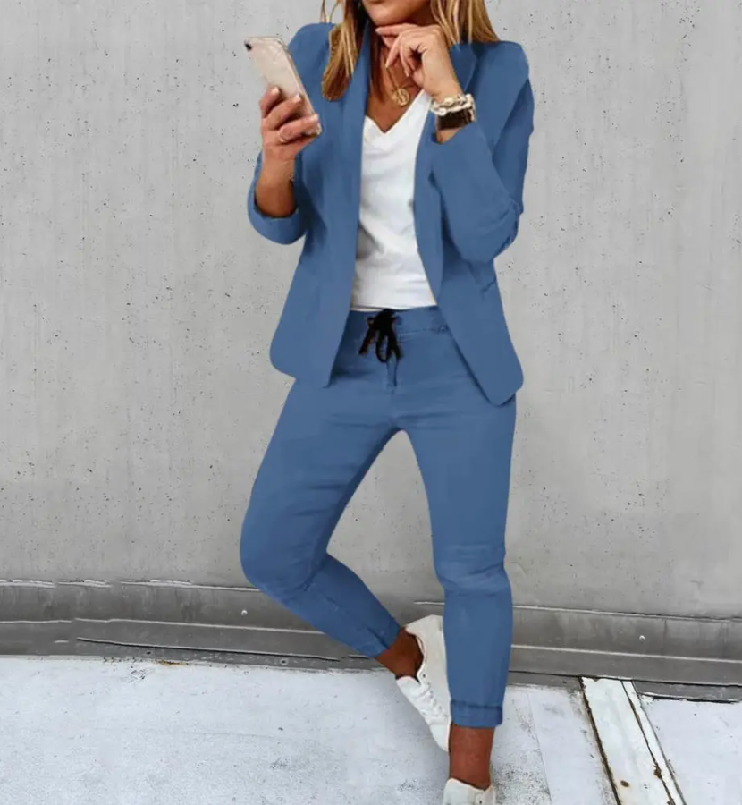 Veste et Pantalon Féminin Chique Tenue 2 Pièces Neutre