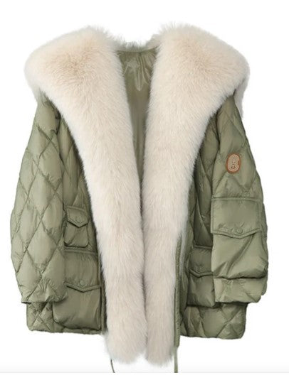 Veste Hivernale Femme À Col Fourrure Synthétique Fermeture Éclair