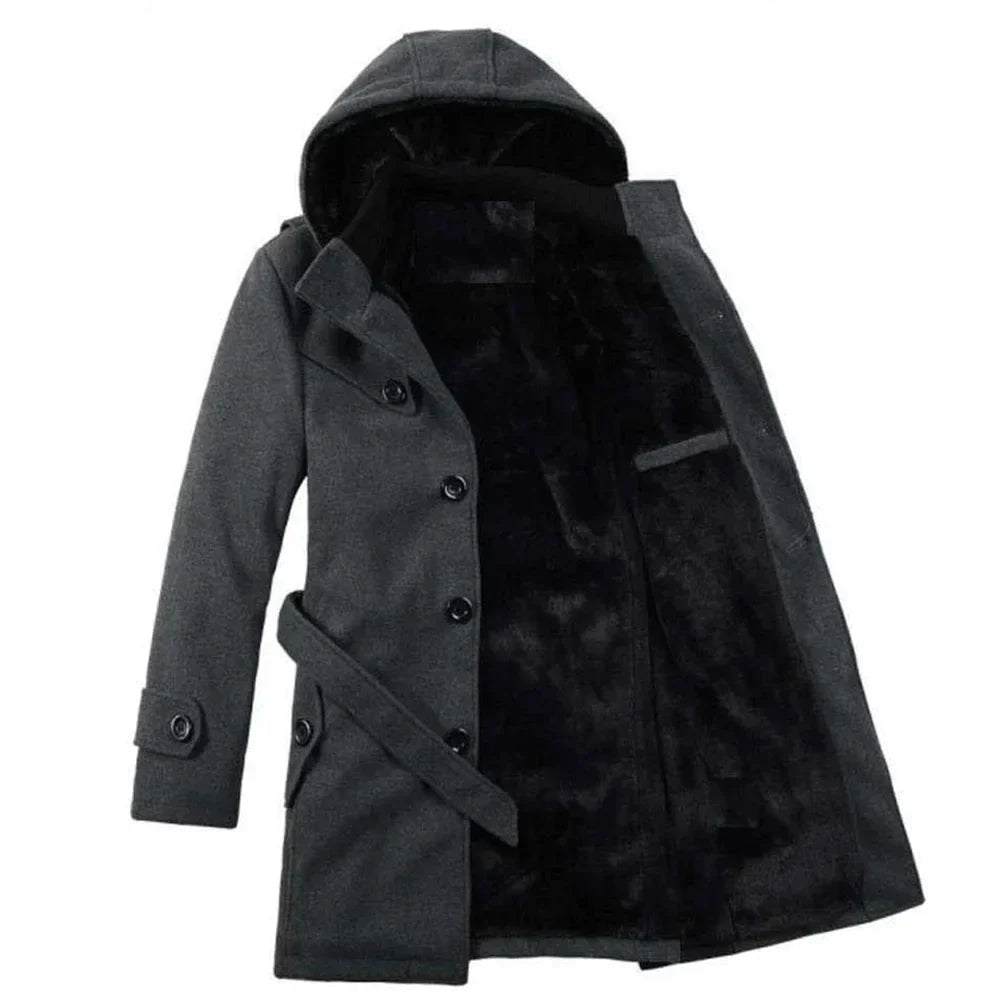 Imperméable Classique Homme avec Capuche et Ceinture