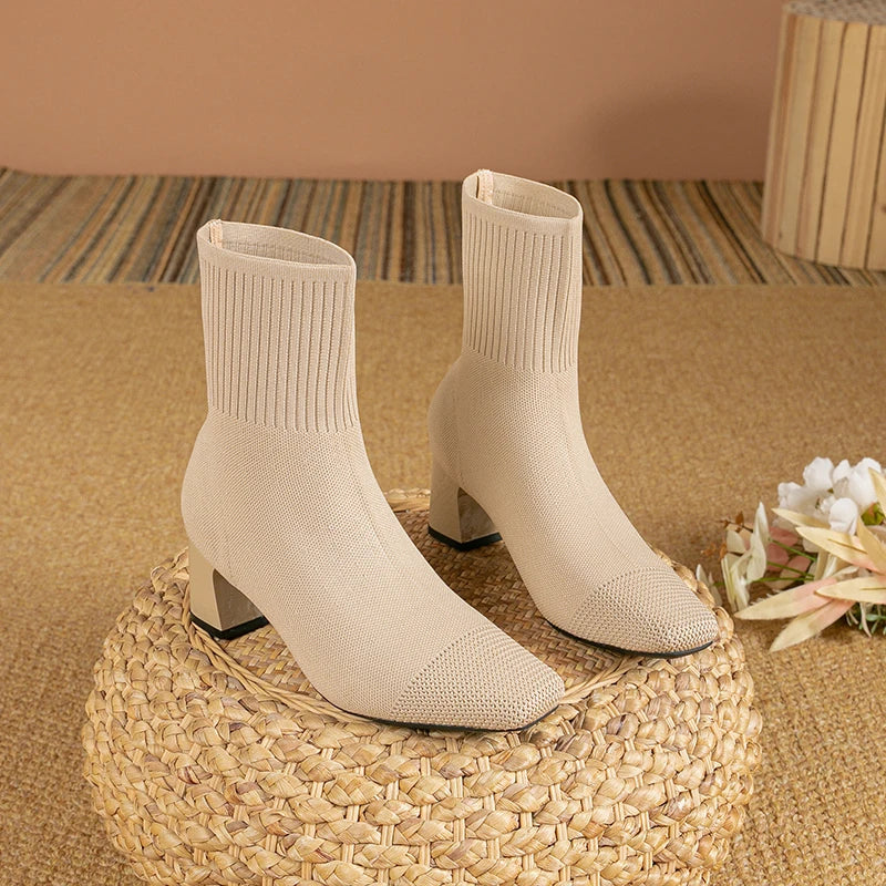 Bottines Femmes Haut Talon Semelle Grip Hiver