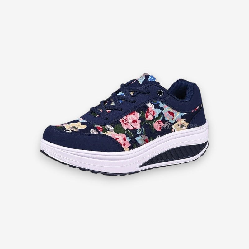 Sandra – Chaussures baskets fleuries confortables à lacets