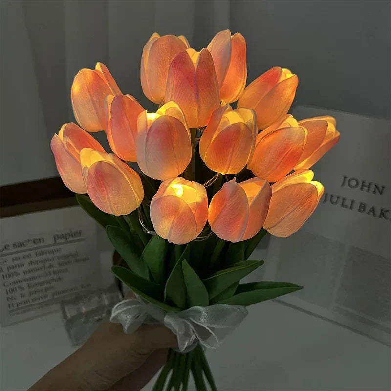 Bouquet de Fleurs LED Blanches Élégantes avec Nœud