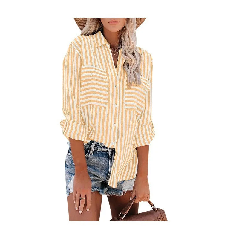 Blouse à Rayures Décontractée pour Femme