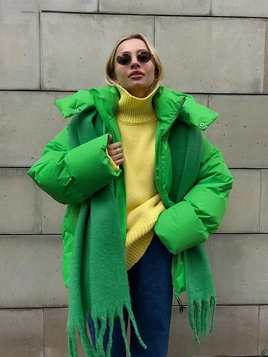 Parka hivernale brune femme à capuchon