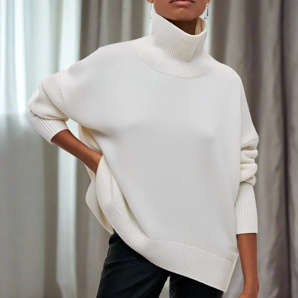 Pull Femme Col Roulé Bleu Ciel