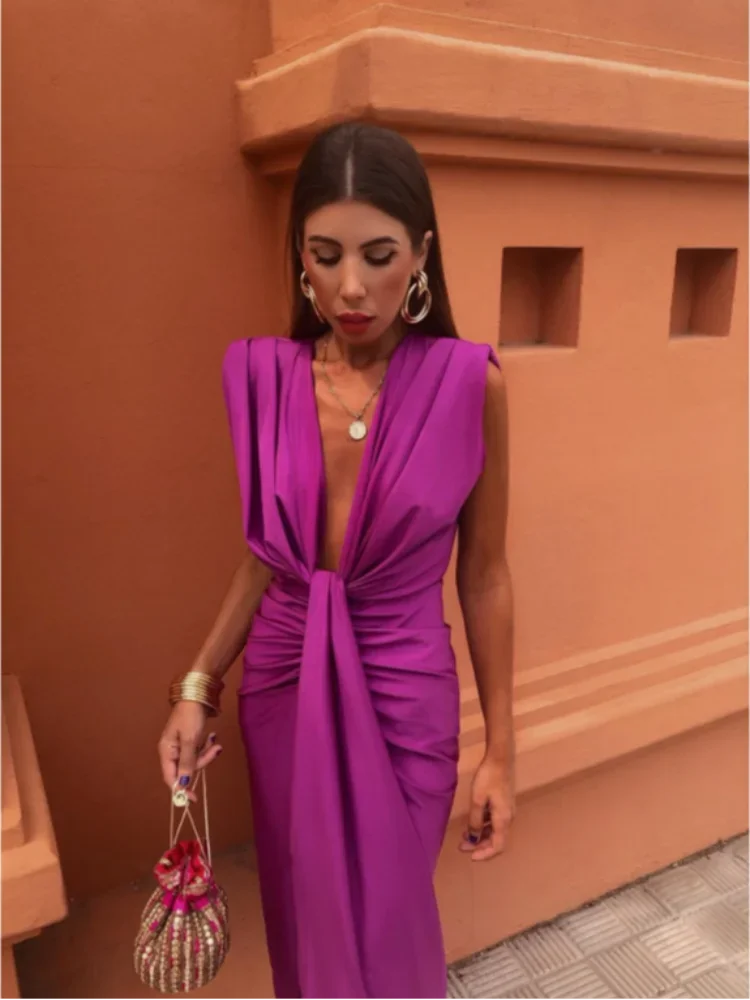 Robe de Soirée Élégante Femme – Robe Longue Dos Nu pour Été et Mariage