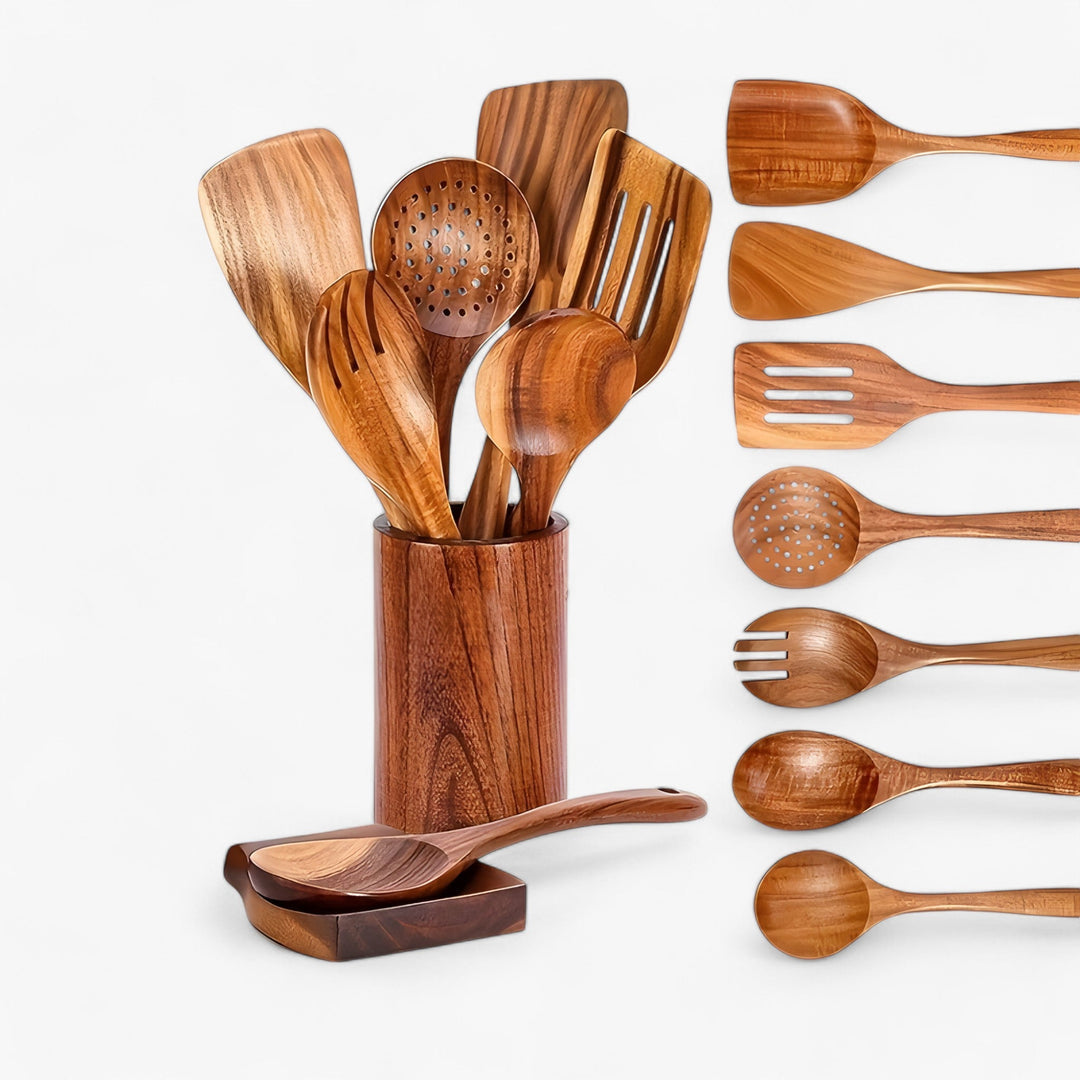 Ustensiles Cuisine Bois Chaleur Résistant - LuxeStyle