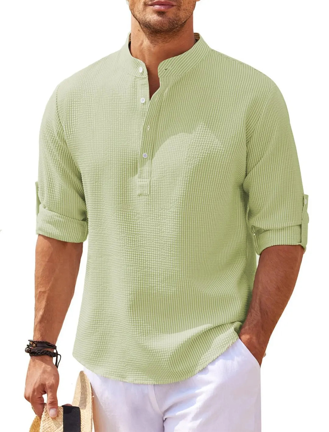 Chemise Homme Relaxe à Manches Longues avec Col Traditionnel