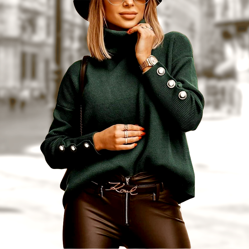 Pull Tricoté Femme Oversize Col Roulé Chic