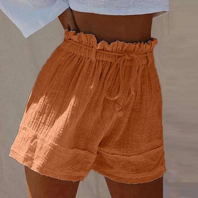 Short Femme Élégant Haut de Gamme avec Ceinture Brosée