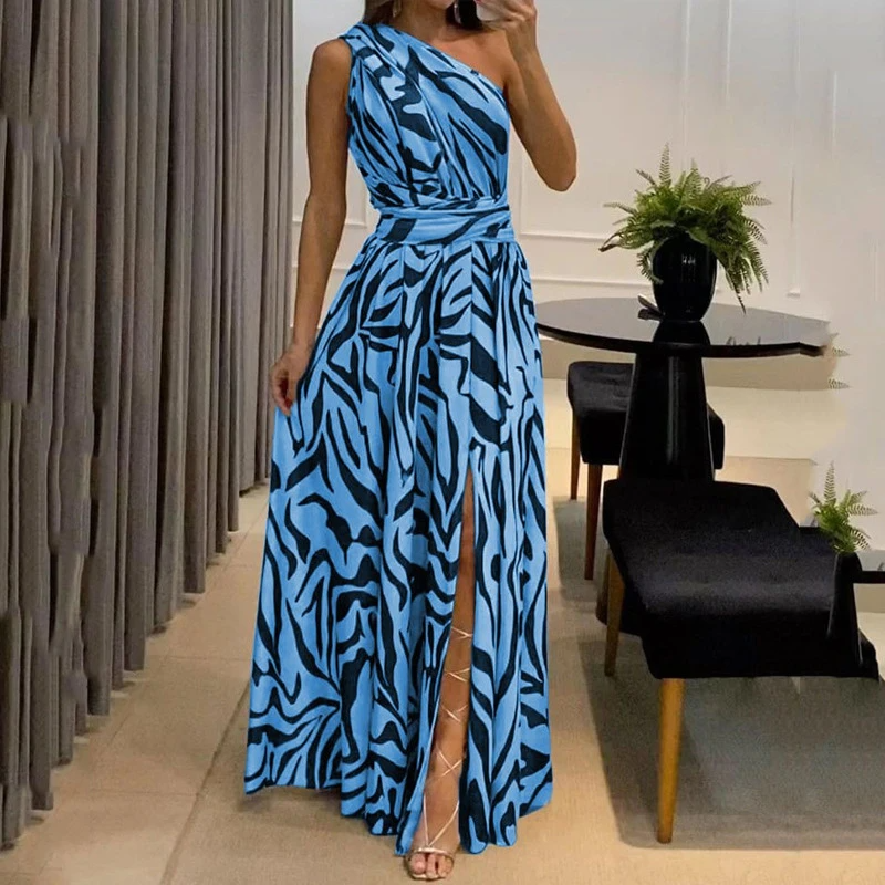 Zebria™ – Robe Longue Femme Imprimé Zébré Élégante et Confortable