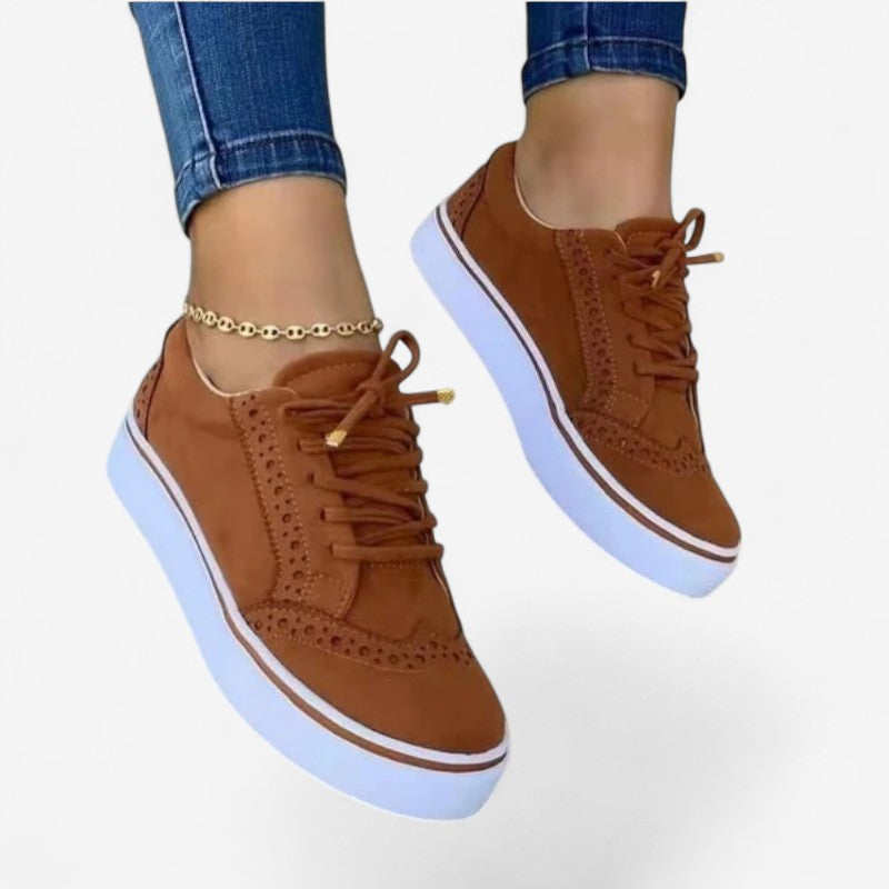 Baskets Confort Plates avec Lacets et Bout Arrondi