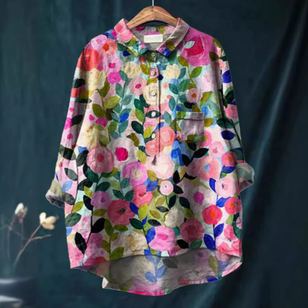 Blouse Estivale Femme - Blouse Fleurs avec Tissu Léger & Coupe Décontractée - LuxeStyle