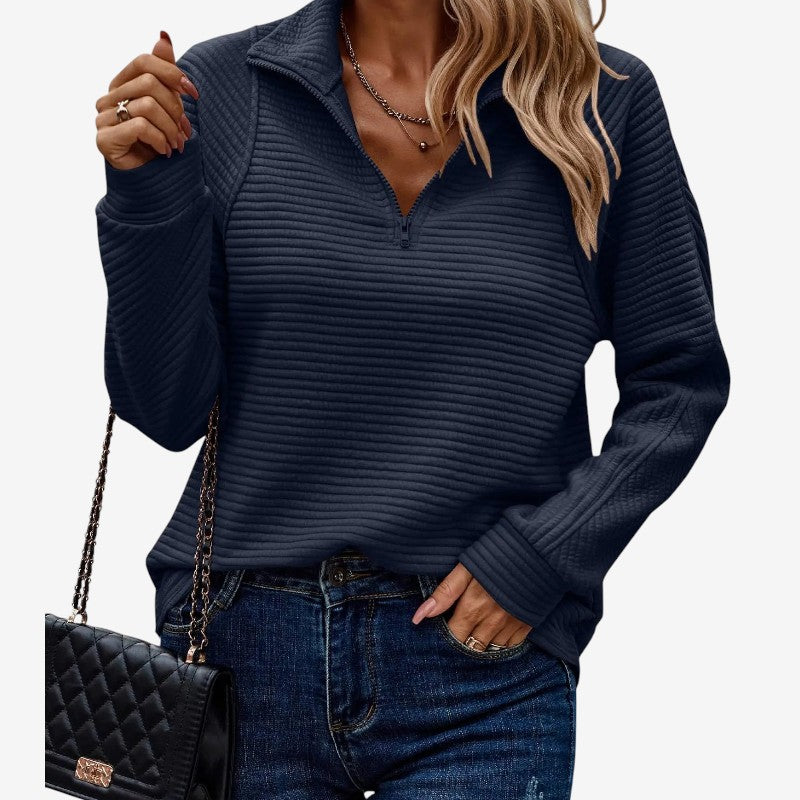 Pull Femme Élégant Col V Fermeture Éclair