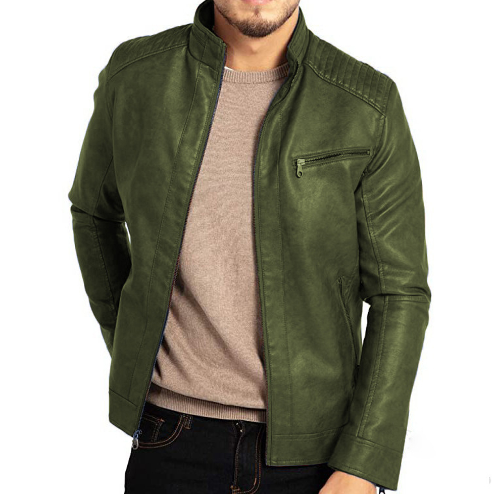 Veste Cuir Homme Élégant - Blouson En Cuir Robuste au Style Rétro