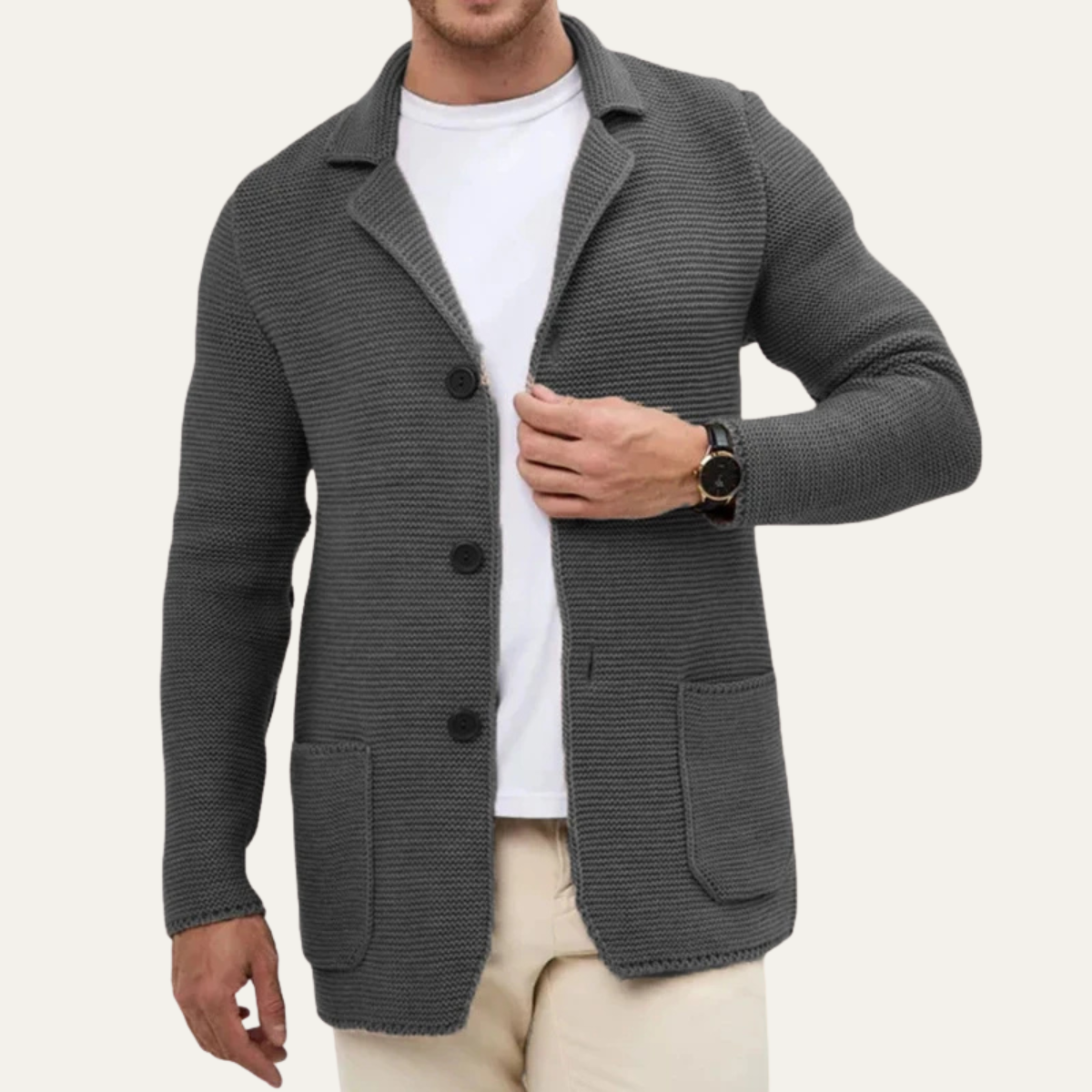 Blazer cardigan en maille texturée pour homme