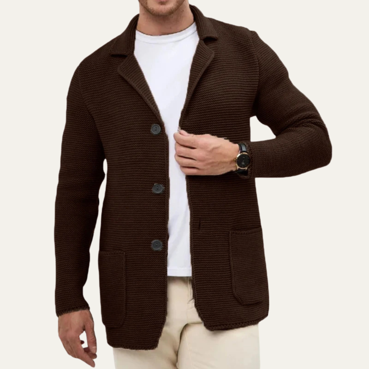 Blazer cardigan tendance en maille texturée pour homme