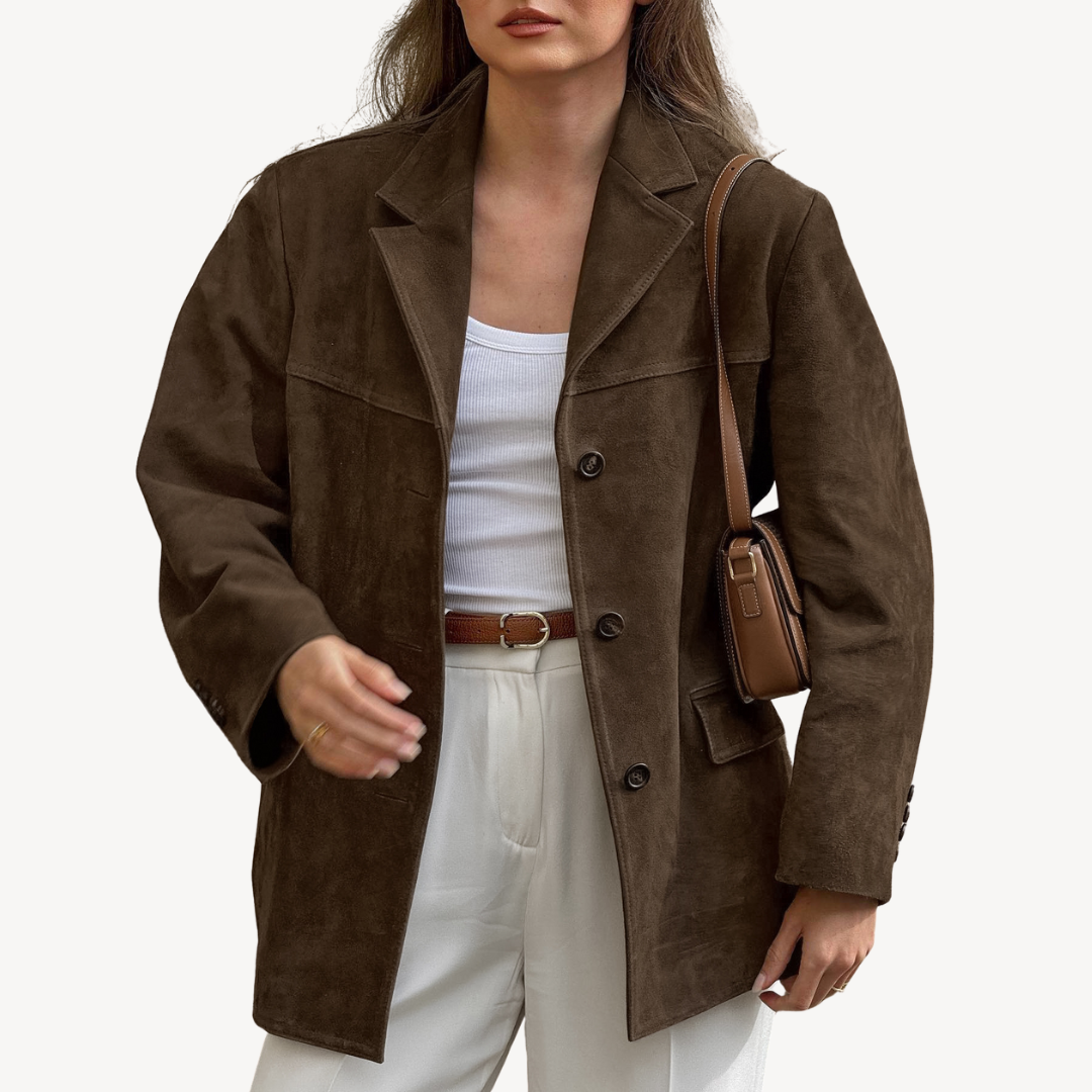 Blazer vintage décontracté en velours pour femme
