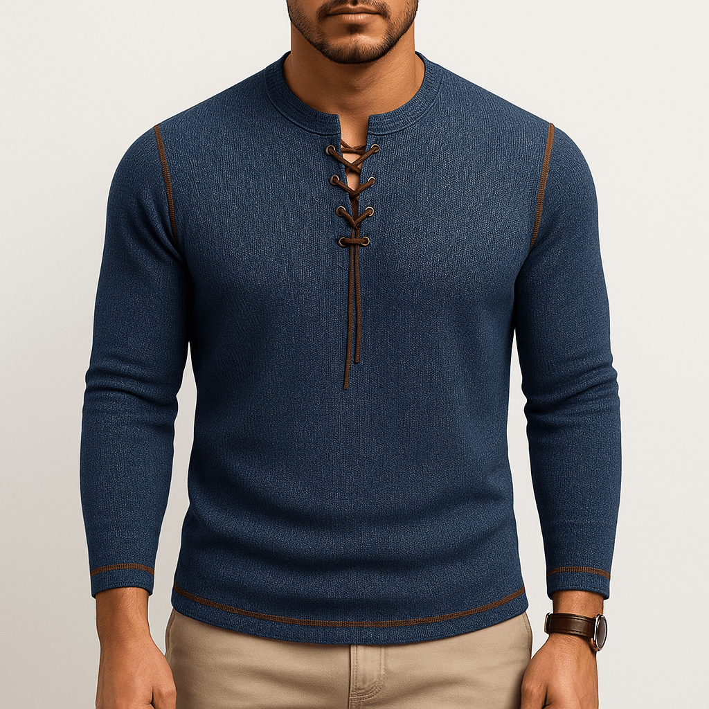 Chemise homme à manches longues boutonnées et dentelle