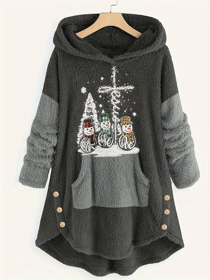 Couverture à capuche Sherpa douillette pour femme, idéale pour Noël