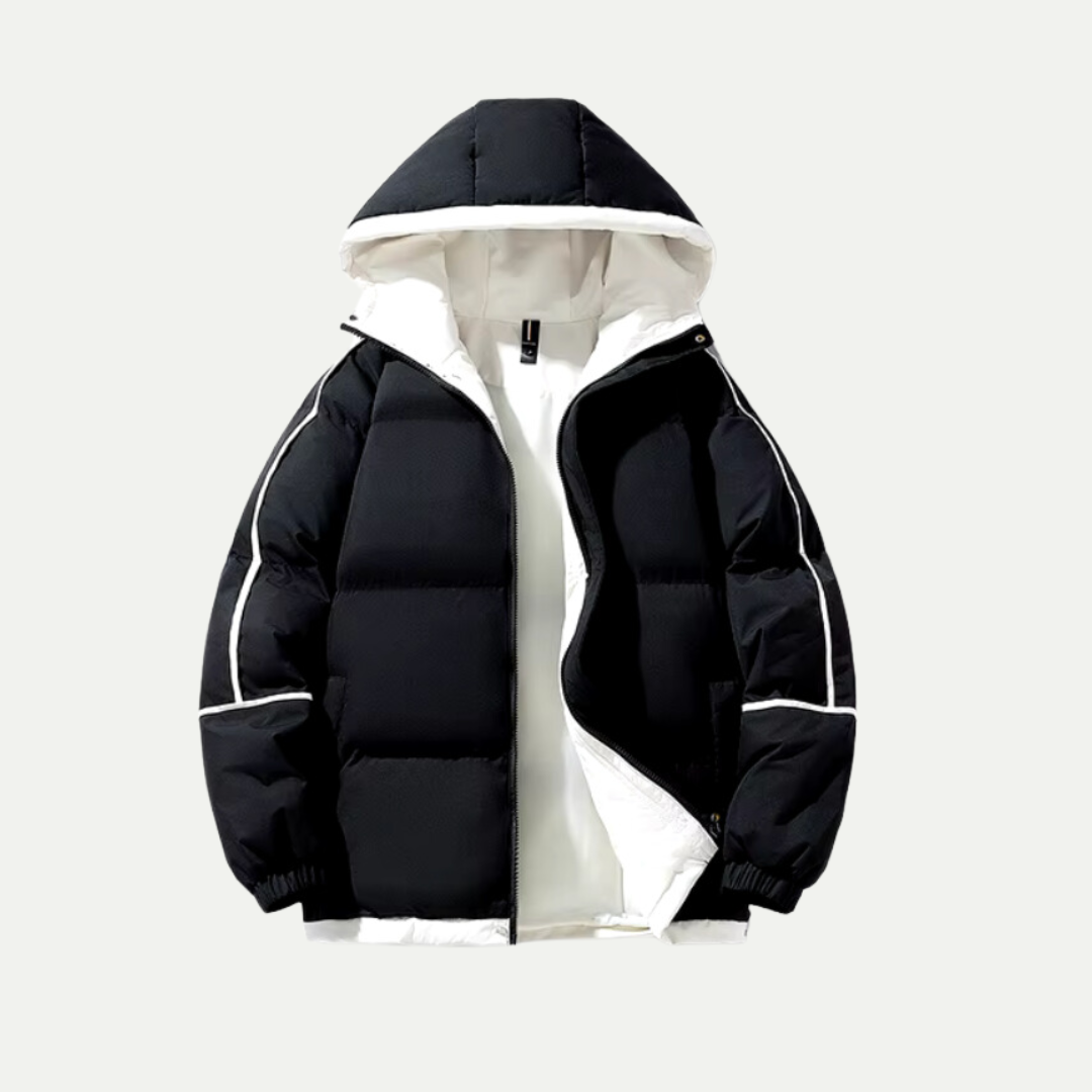 Doudoune à capuche doublée contrastante pour femme