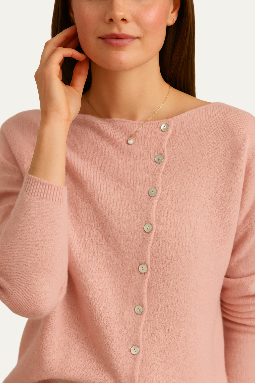 Gilet asymétrique boutonné en maille pour femme