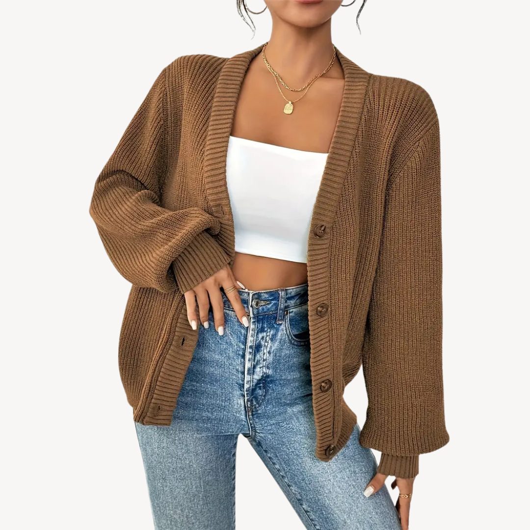 Gilet boutonné à manches longues pour femme