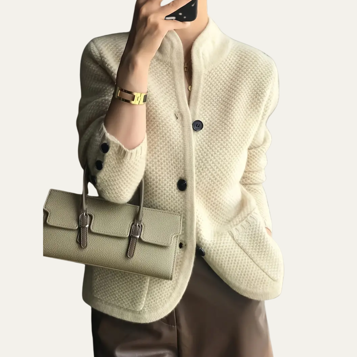 Gilet boutonné texturé pour femme