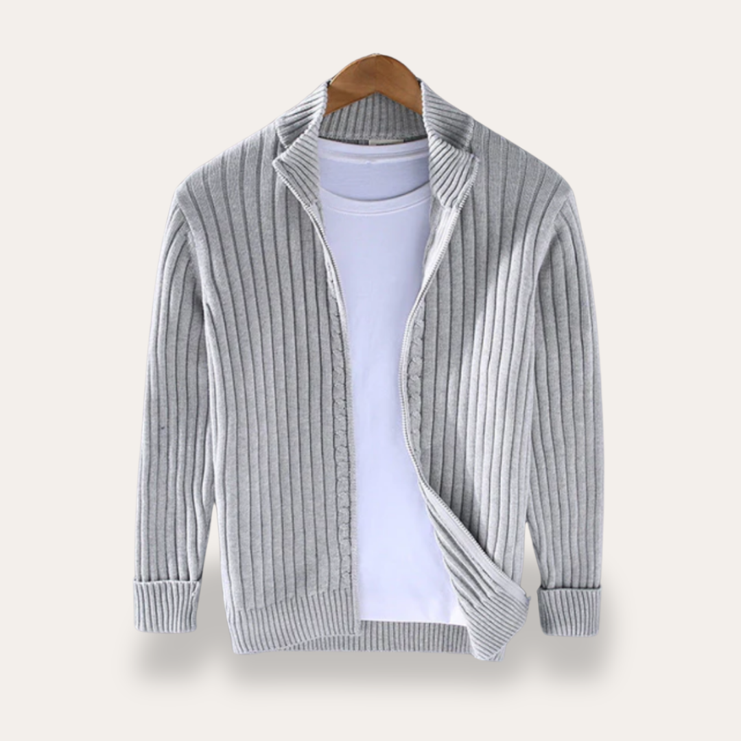 Gilet cardigan décontracté en maille côtelée pour homme