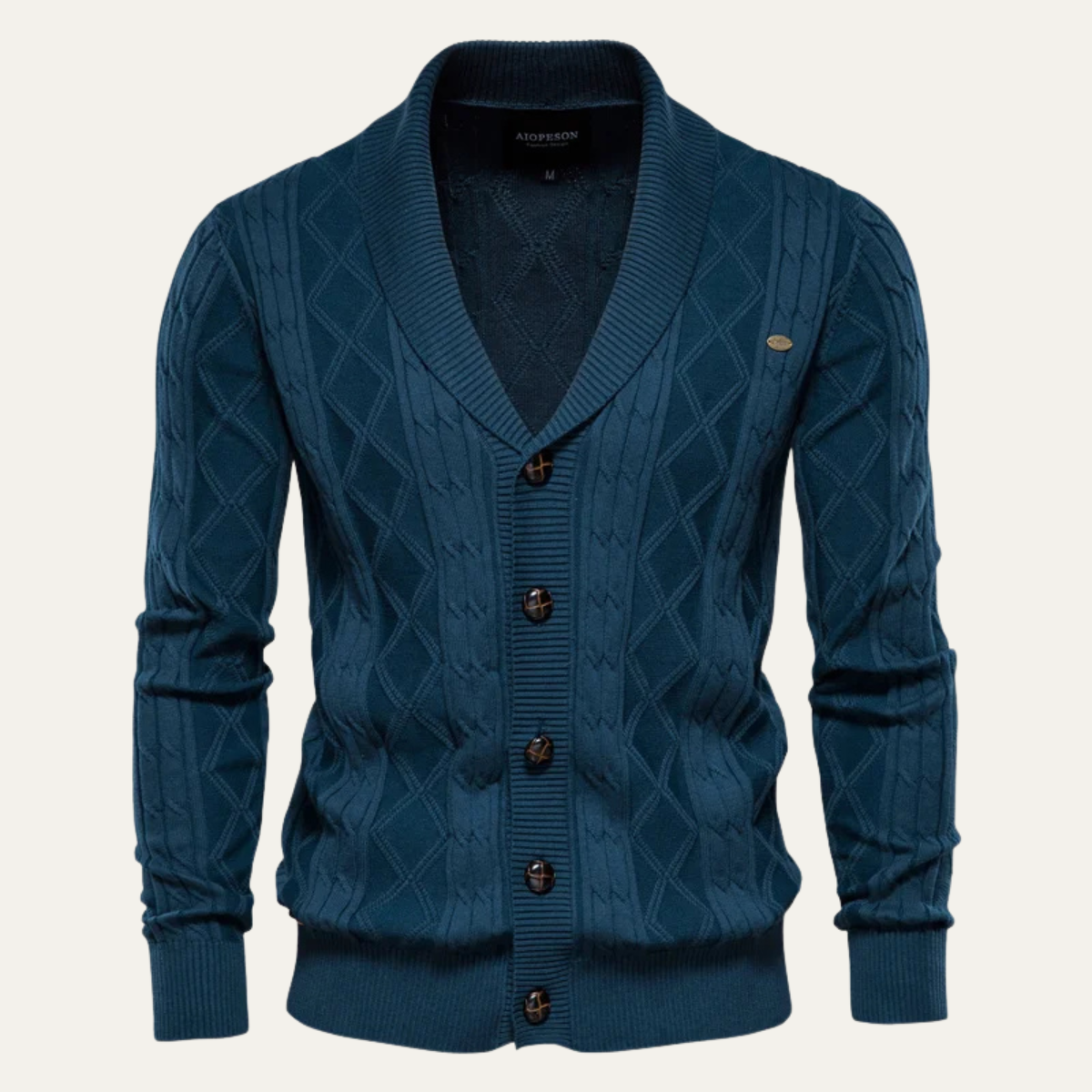 Gilet cardigan homme à col châle et torsades