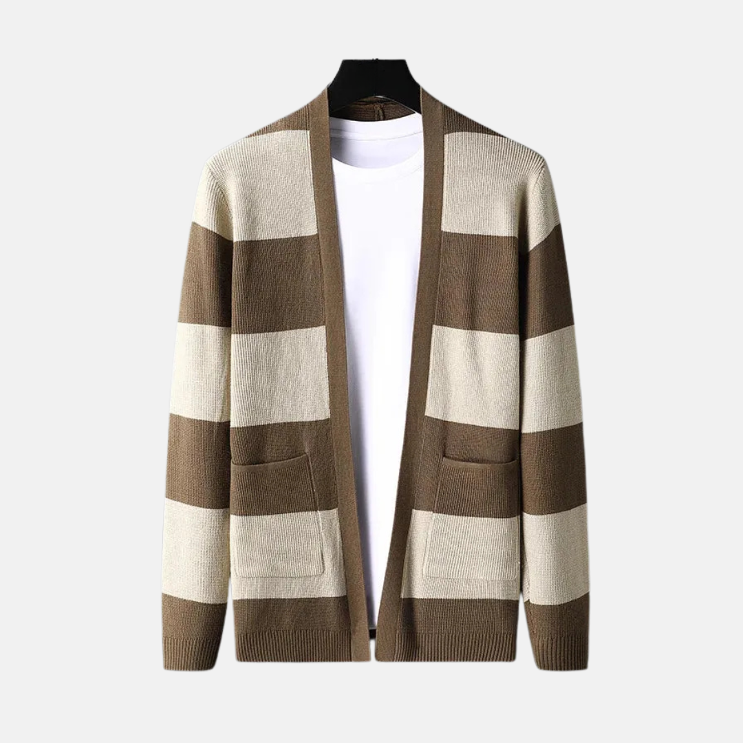 Gilet châle rayé pour homme