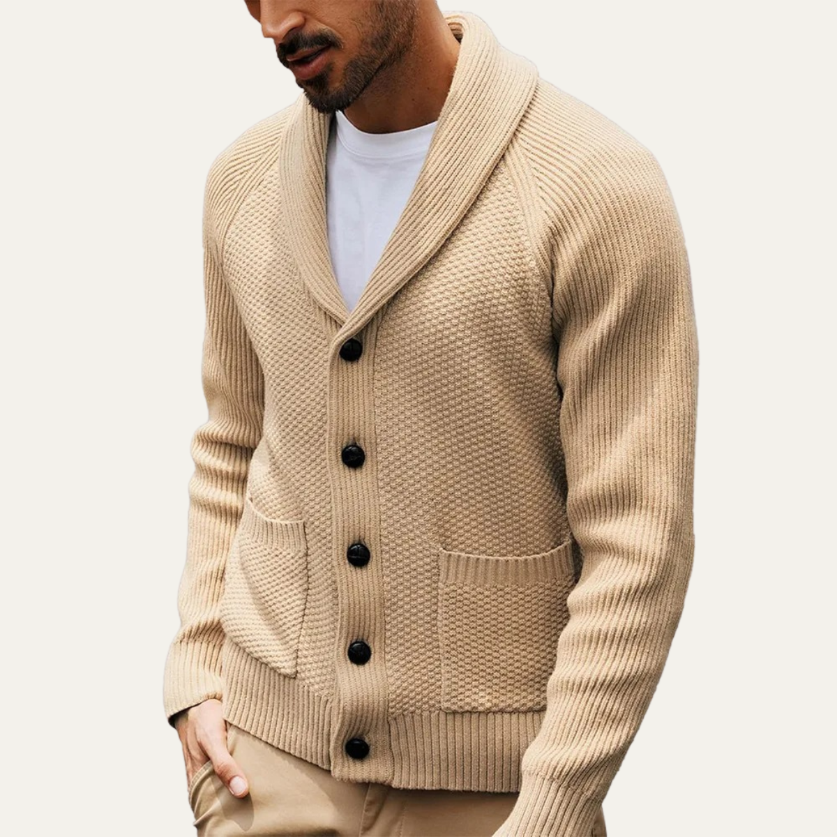 Gilet classique en maille à col châle pour homme