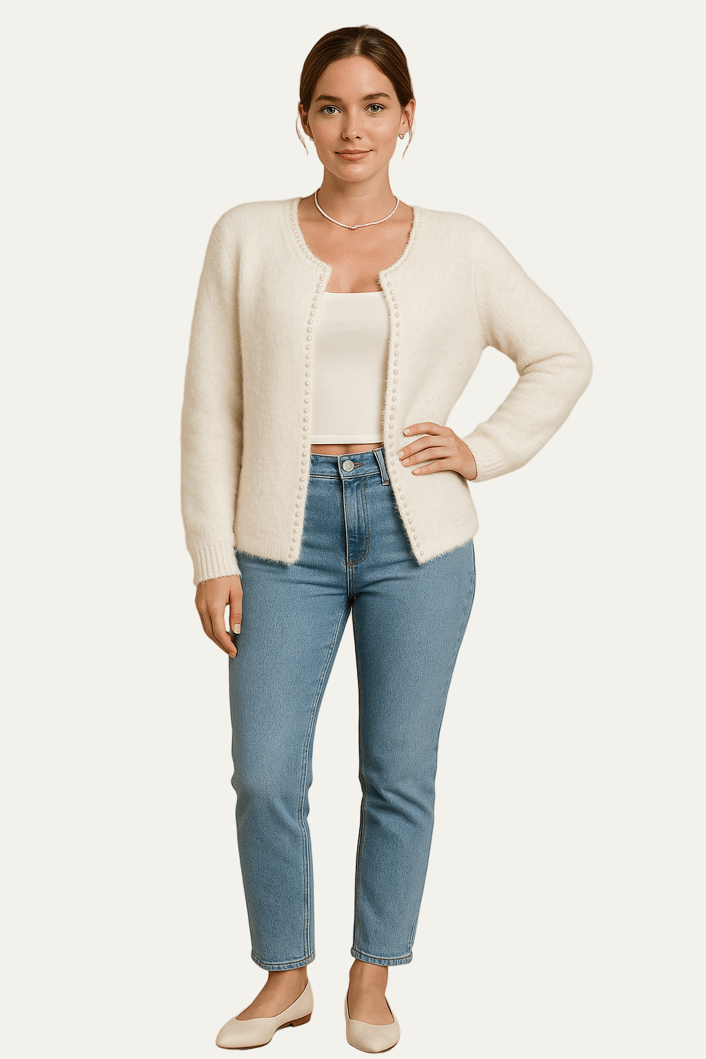 Gilet duveteux ouvert sur le devant pour femme