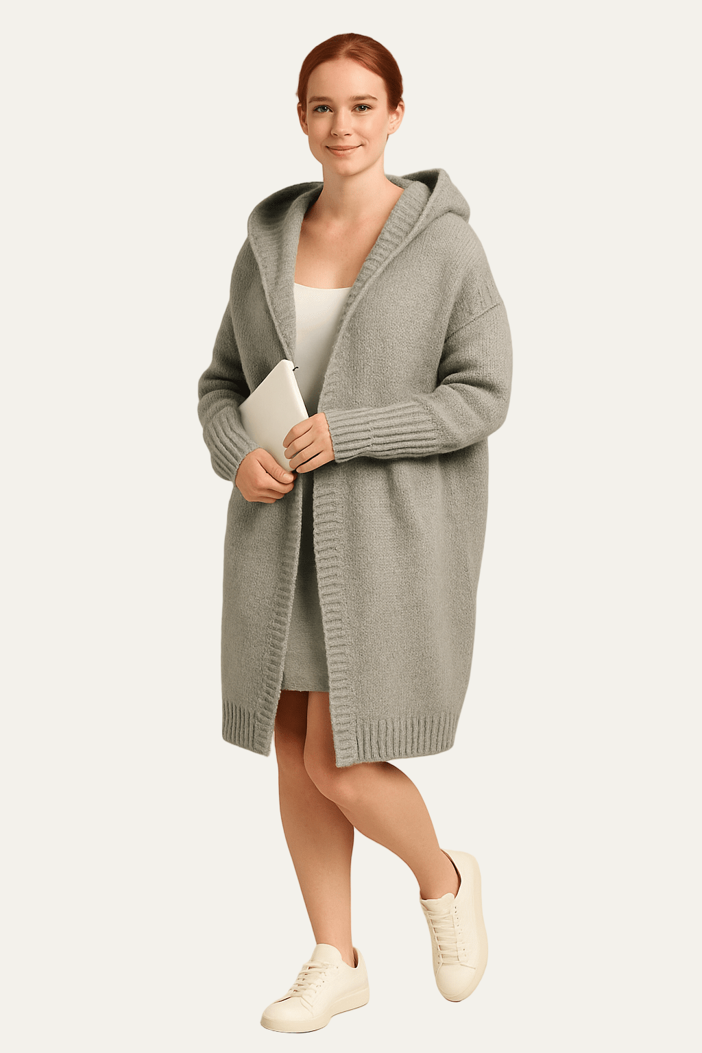 Gilet en maille à capuche pour femme