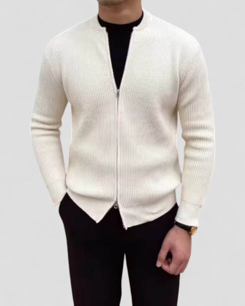 Gilet en maille côtelée zippé pour homme