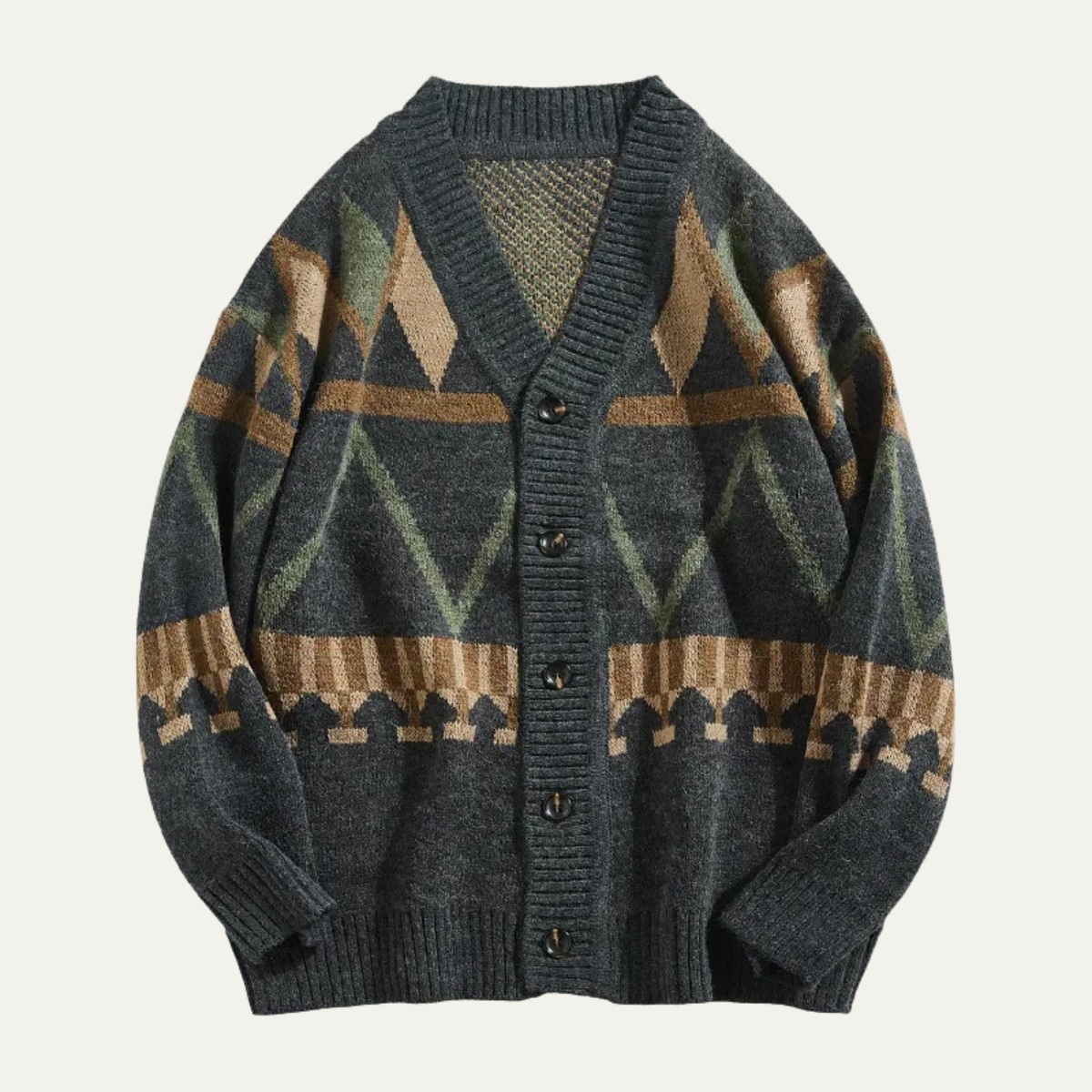 Gilet homme à col en V et motif jacquard géométrique