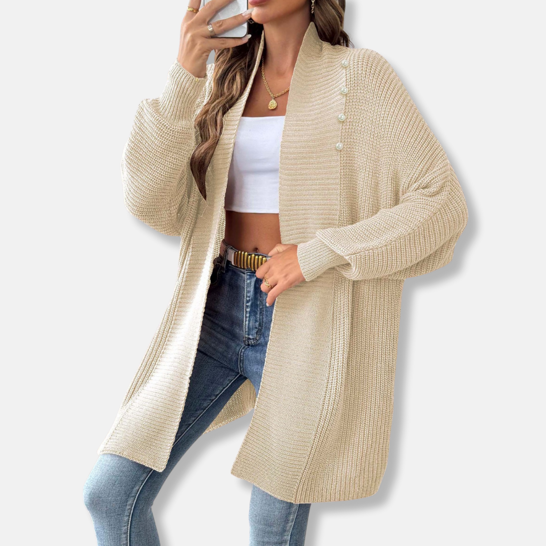 Gilet long en grosse maille pour femme