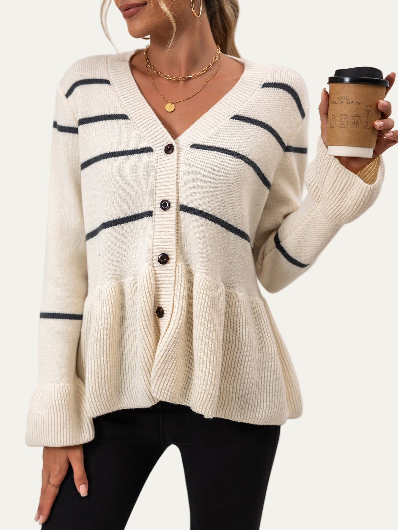 Gilet péplum rayé pour femme