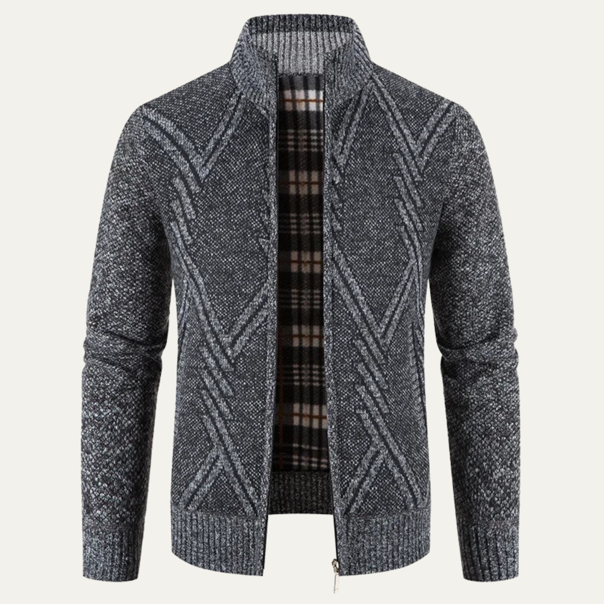 Gilet zippé en maille géométrique pour homme