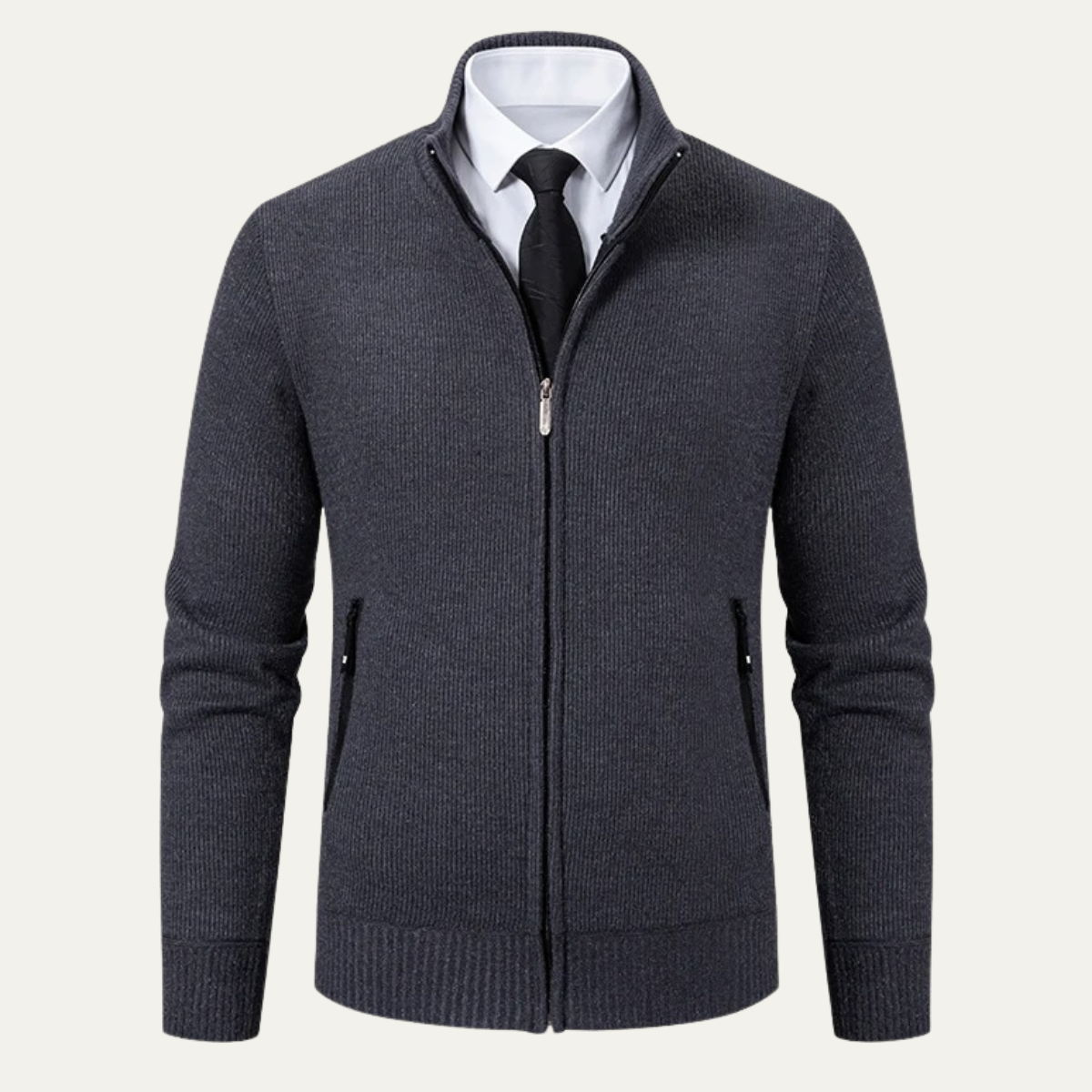 Gilet zippé en maille lisse pour homme