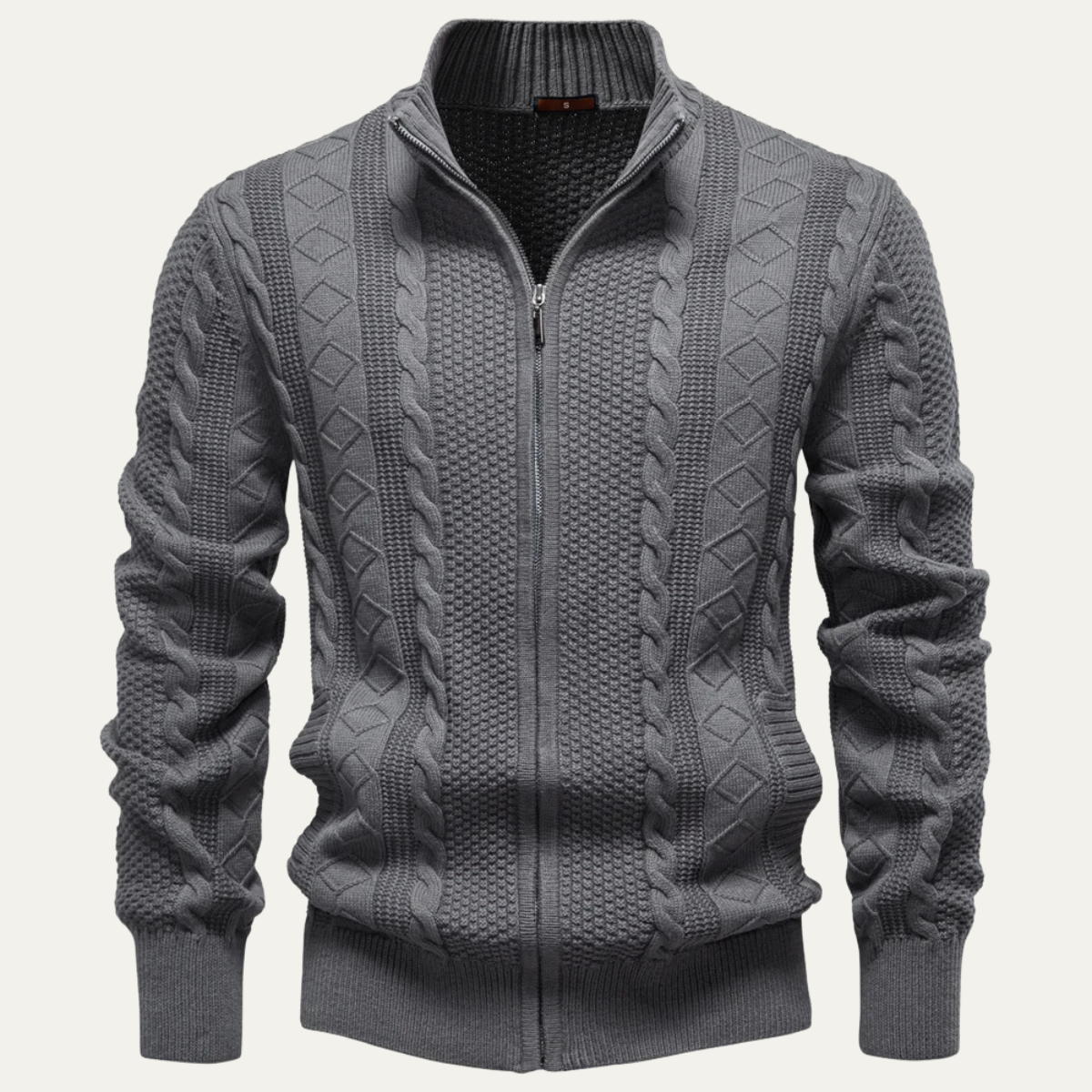 Gilet zippé en maille torsadée pour homme