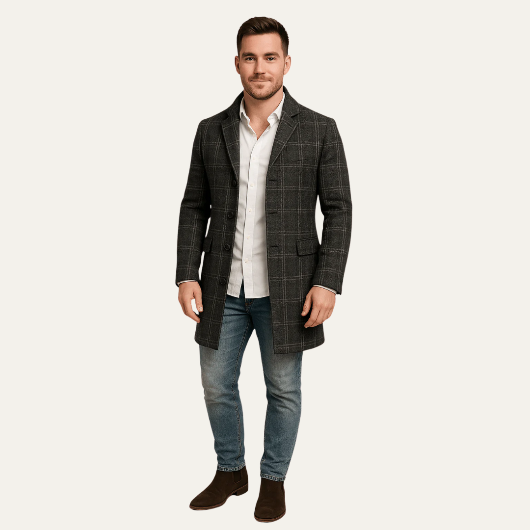 Manteau à carreaux sur mesure pour homme
