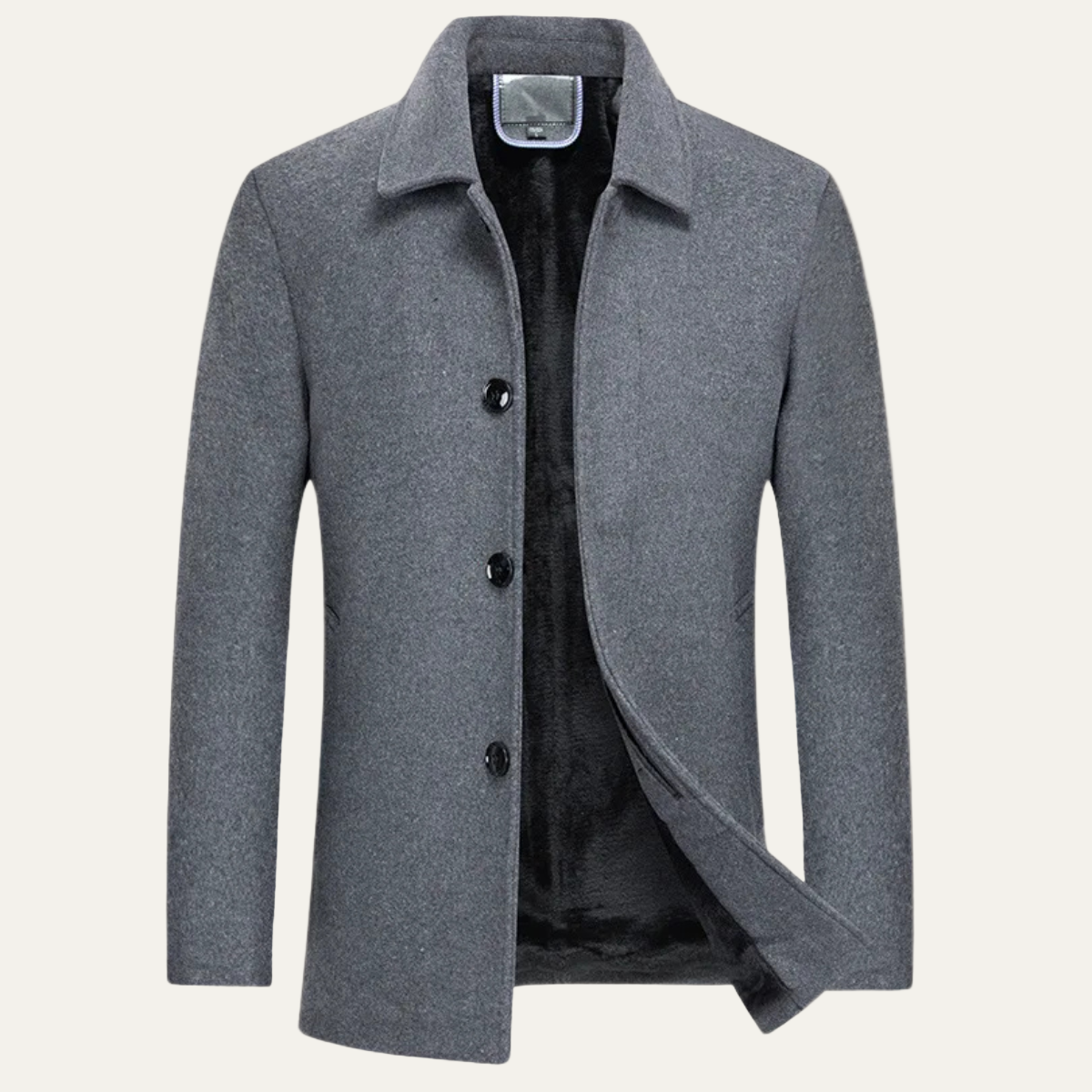 Manteau court pour homme en laine mélangée avec doublure en fausse fourrure