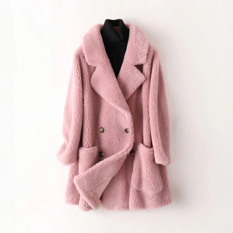 Manteau croisé Teddy pour femme