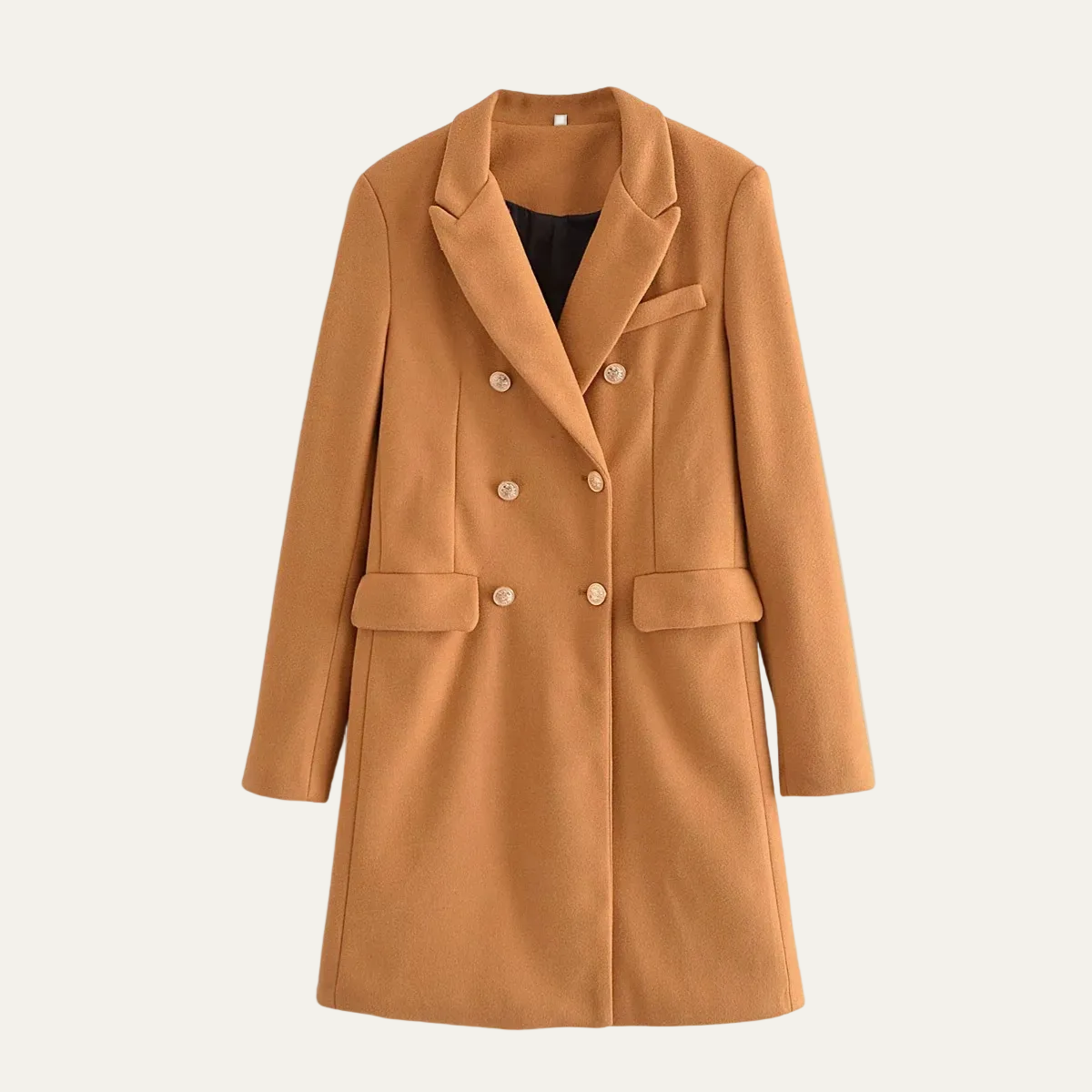 Manteau croisé à boutons dorés pour femme