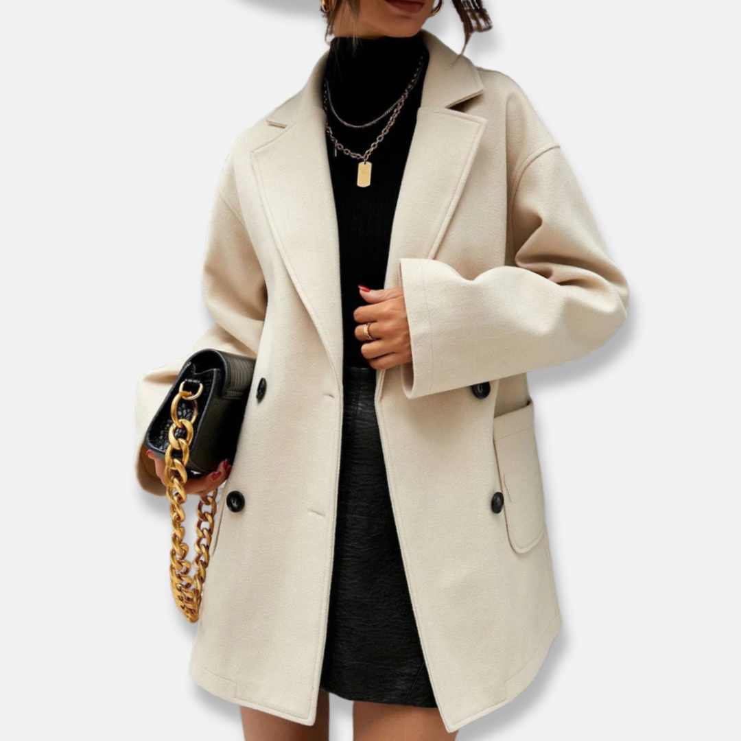 Manteau croisé carré pour femme
