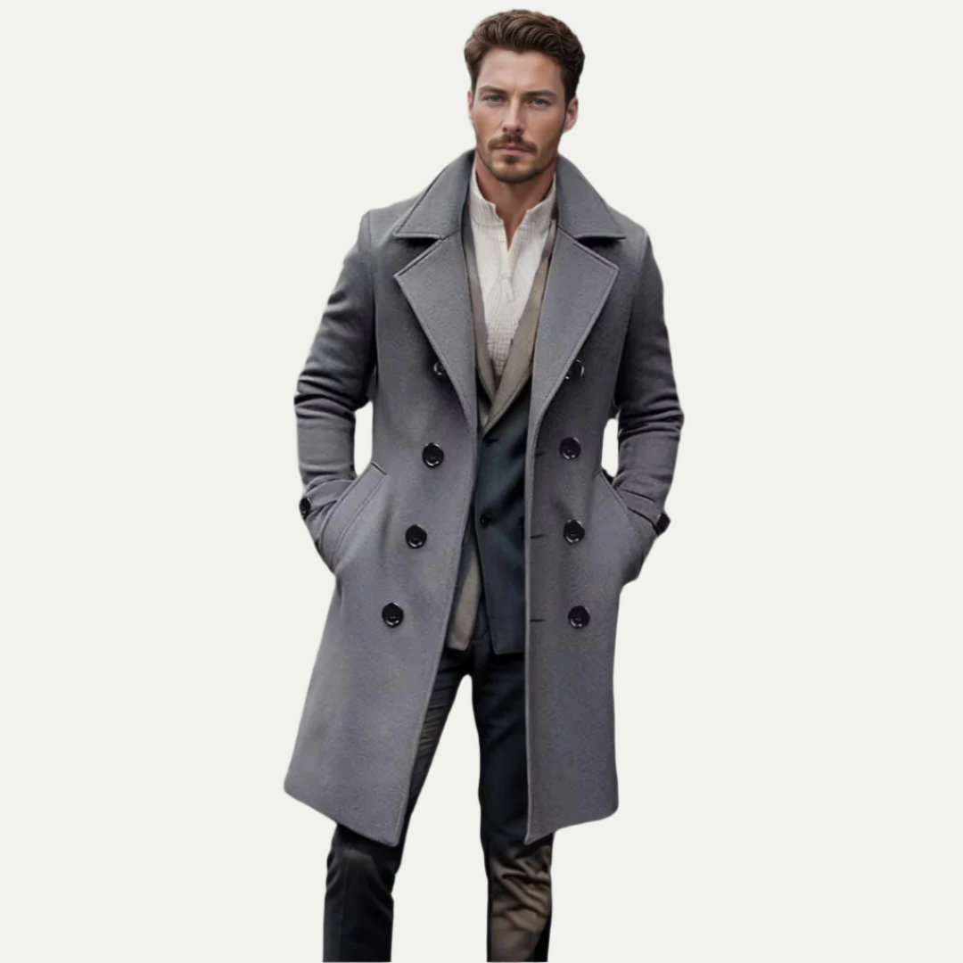 Manteau croisé en laine pour homme